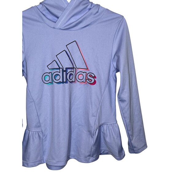 Adidas Girls Purple Logo Hoodie Peplum Active Top Size 4 - Picture 4 of 11